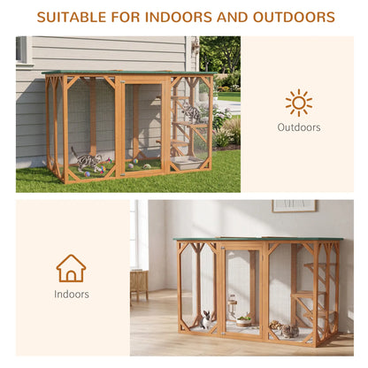 Indoor Outdoor Cat Cage, Pet House for Rabbit Kitten, Small Animal Hutch with Waterproof Roof, Multi-Level Platforms, Lock, Orange Outdoor Cat Enclosures at Gallery Canada