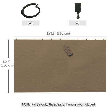 4-Panel Gazebo Curtains, Privacy Sidewall for 10' x 13' Canopy, Dark Brown Gazebos at Gallery Canada