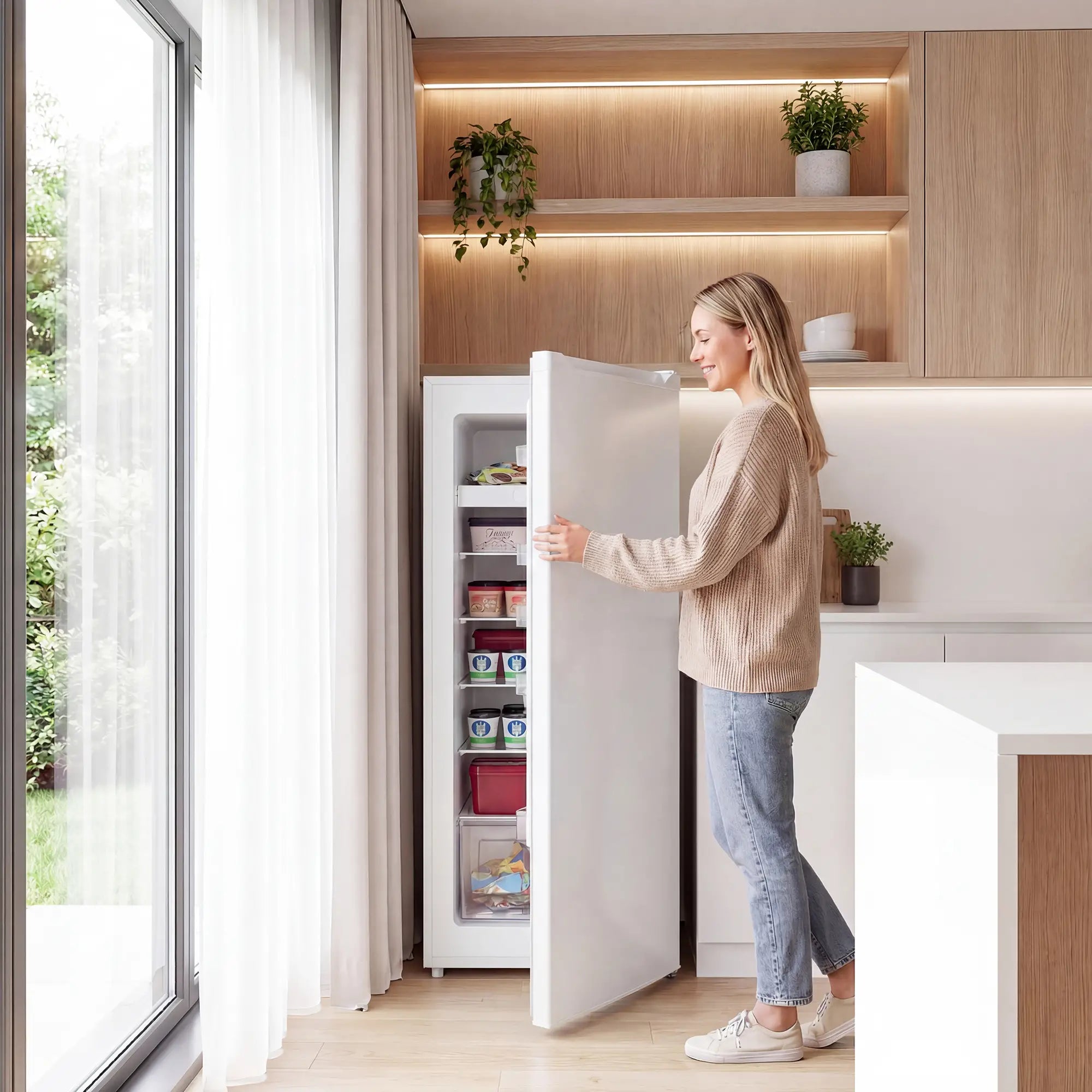 7.0 Cu.Ft Upright Freezer with 6 Adjustable Shelves, White Small Kitchen Appliances at Gallery Canada