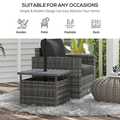 Rattan Coffee Table, Wicker Patio, Umbrella Hole, Mixed-Grey Patio Side Tables at Gallery Canada