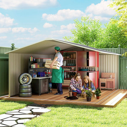 11.2ft x 12.5ft Garden Storage Shed, 4 Vent Slots, Double Sliding Door, Grey Sheds at Gallery Canada
