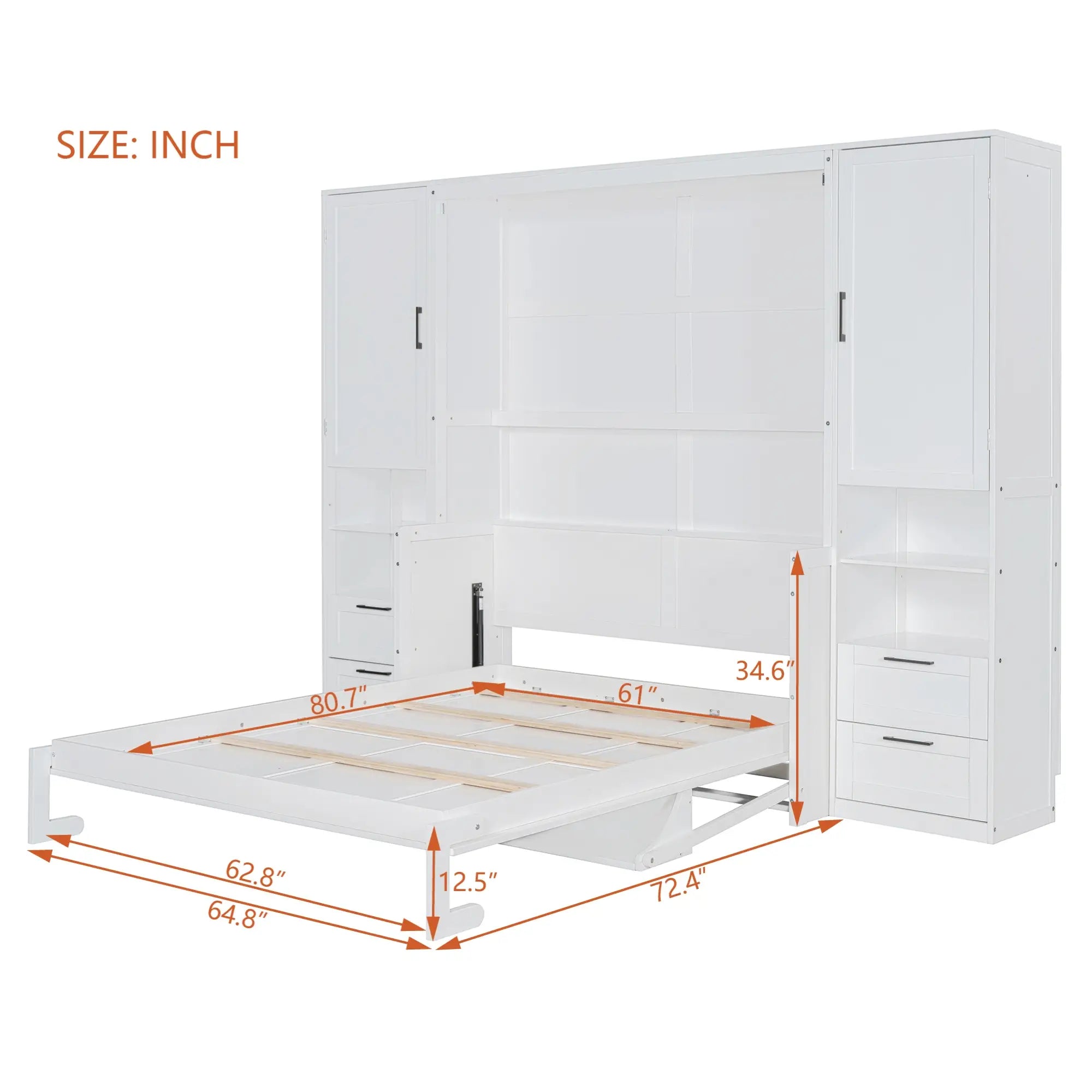 Murphy Bed with Closet, Drawers, Shelves, 114