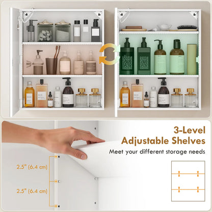 Medicine Cabinet With Lights, Demister Pad, Adjustable Shelves, White Mirror Medicine Cabinets at Gallery Canada