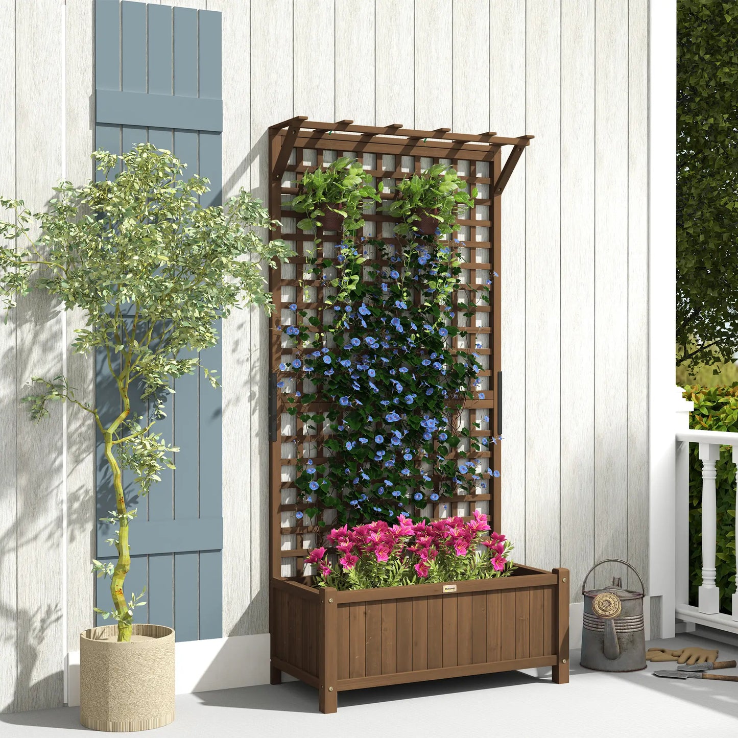 Wood Planter With Trellis, Raised Garden Bed, Privacy Screen Wooden Planter Boxes at Gallery Canada