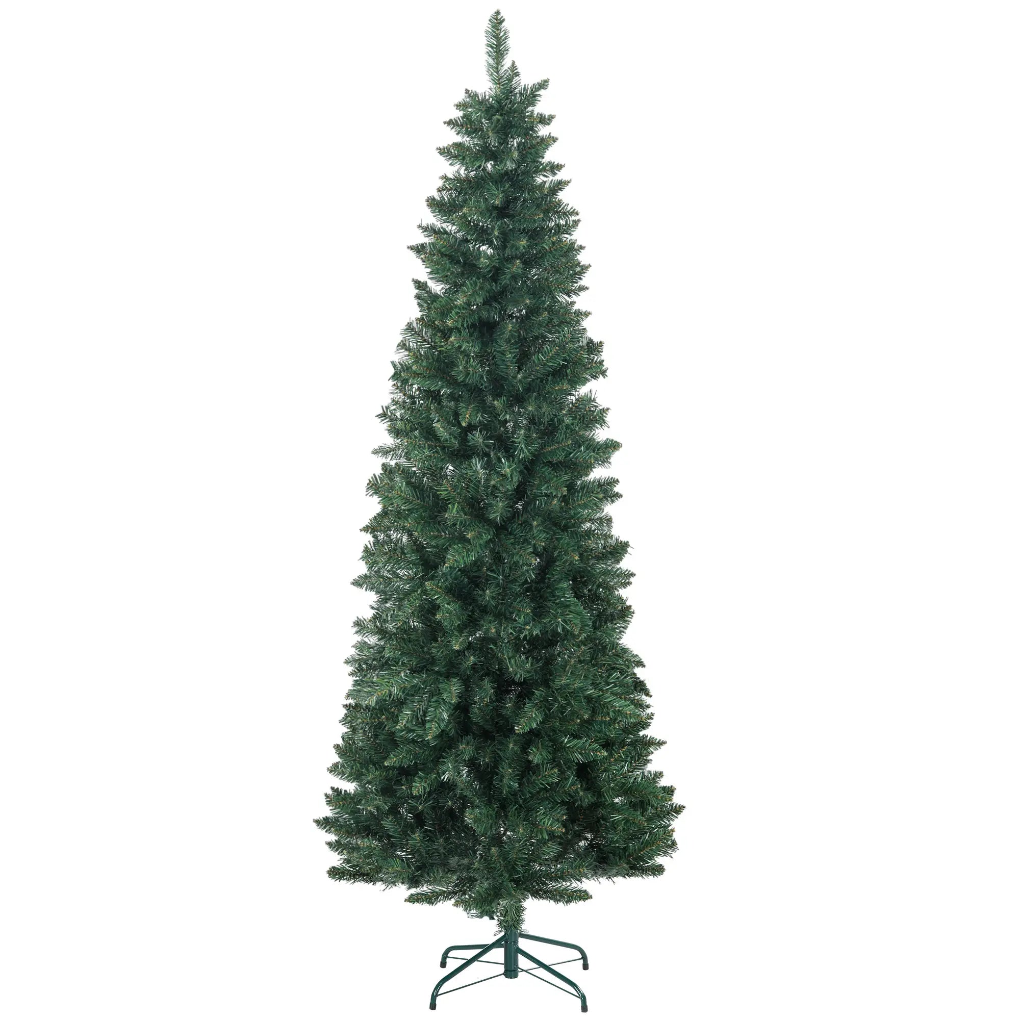 7ft Pencil Artificial Christmas Tree, 687 Branch Tips, Steel Base, Green Pencil Christmas Trees Green at Gallery Canada