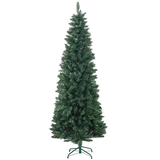 7ft Pencil Artificial Christmas Tree, 687 Branch Tips, Steel Base, Green Pencil Christmas Trees Green at Gallery Canada