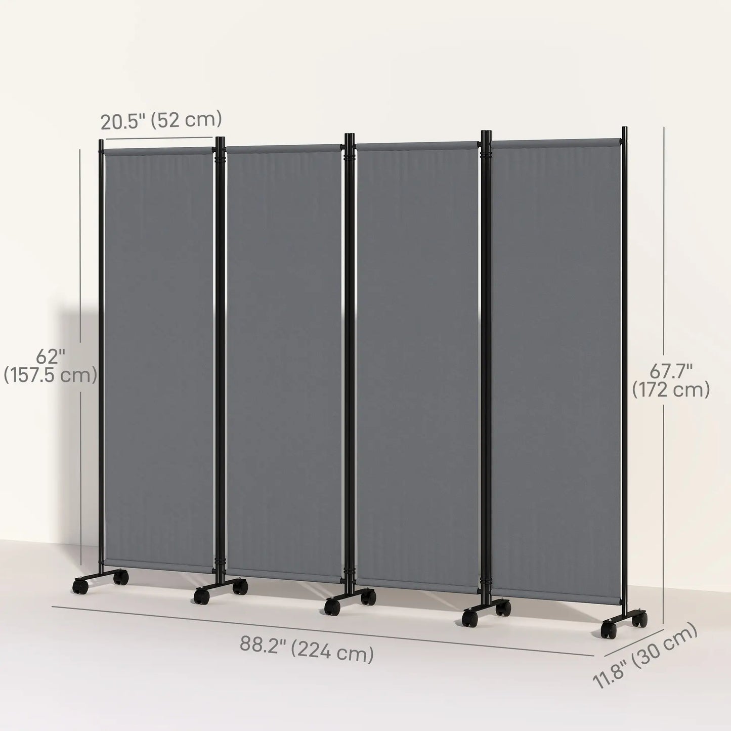 Folding Room Divider with Castor Wheels, Rolling Privacy Screen for Patio Backyard Pool Hot Tub, 5.6ft Tall Side Awnings at Gallery Canada