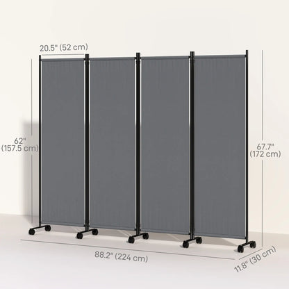 Folding Room Divider with Castor Wheels, Rolling Privacy Screen for Patio Backyard Pool Hot Tub, 5.6ft Tall Side Awnings at Gallery Canada