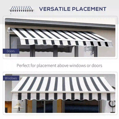 8' x 7' Retractable Awning, UV Water-Resistant Fabric, Aluminum Frame, Blue White, Blue Deck Awnings at Gallery Canada