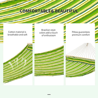 75" Outdoor Hammock, Striped Camping Bed w/ Pillow, Green Camping Hammocks at Gallery Canada