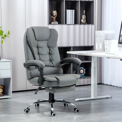 High Back PU Leather Office Chair, Retractable Footrest, Padded Armrest, Grey Executive & Manager Chairs at Gallery Canada