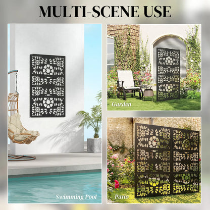 Metal Outdoor Privacy Screen 72x38 Freestanding, Black Side Awnings at Gallery Canada