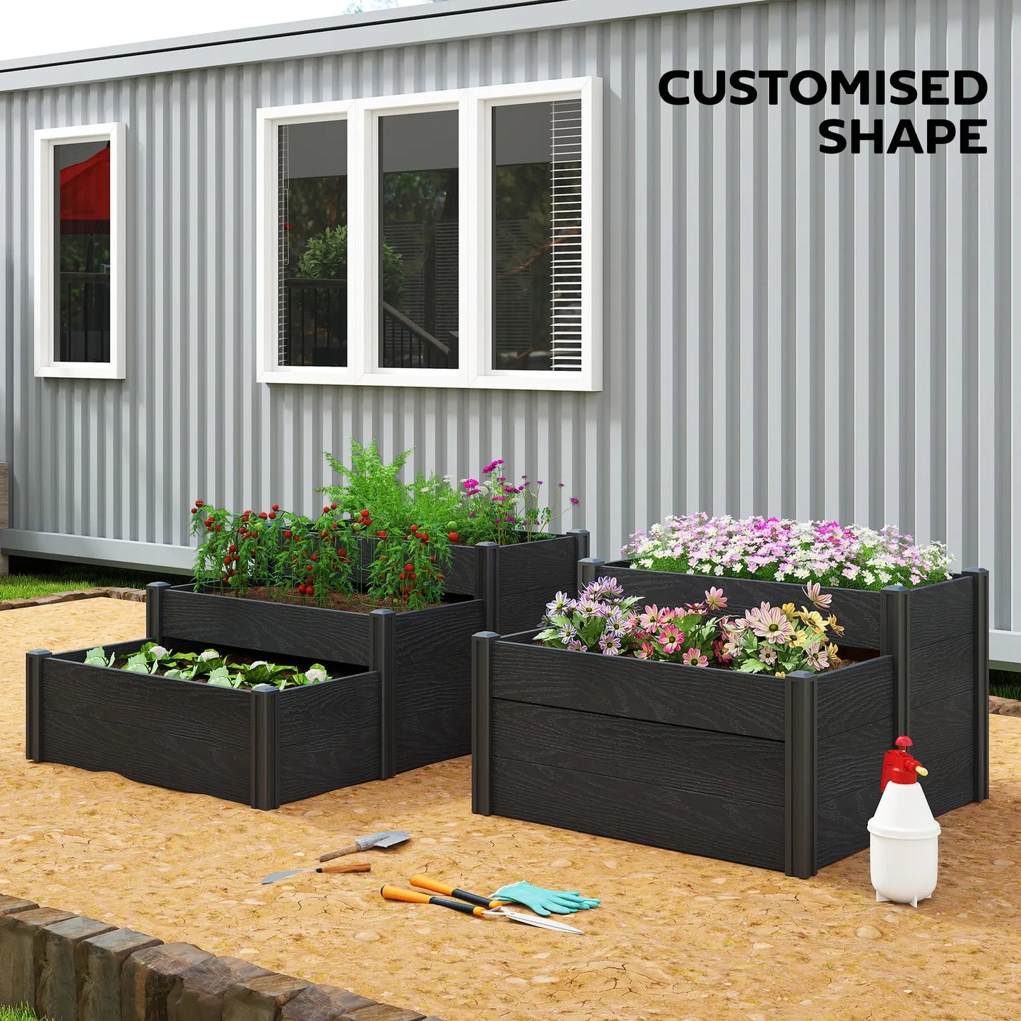 Vinyl Raised Garden Bed Kit, 3-Tier Elevated Garden Box, Outdoor Planter Wooden Planter Boxes at Gallery Canada