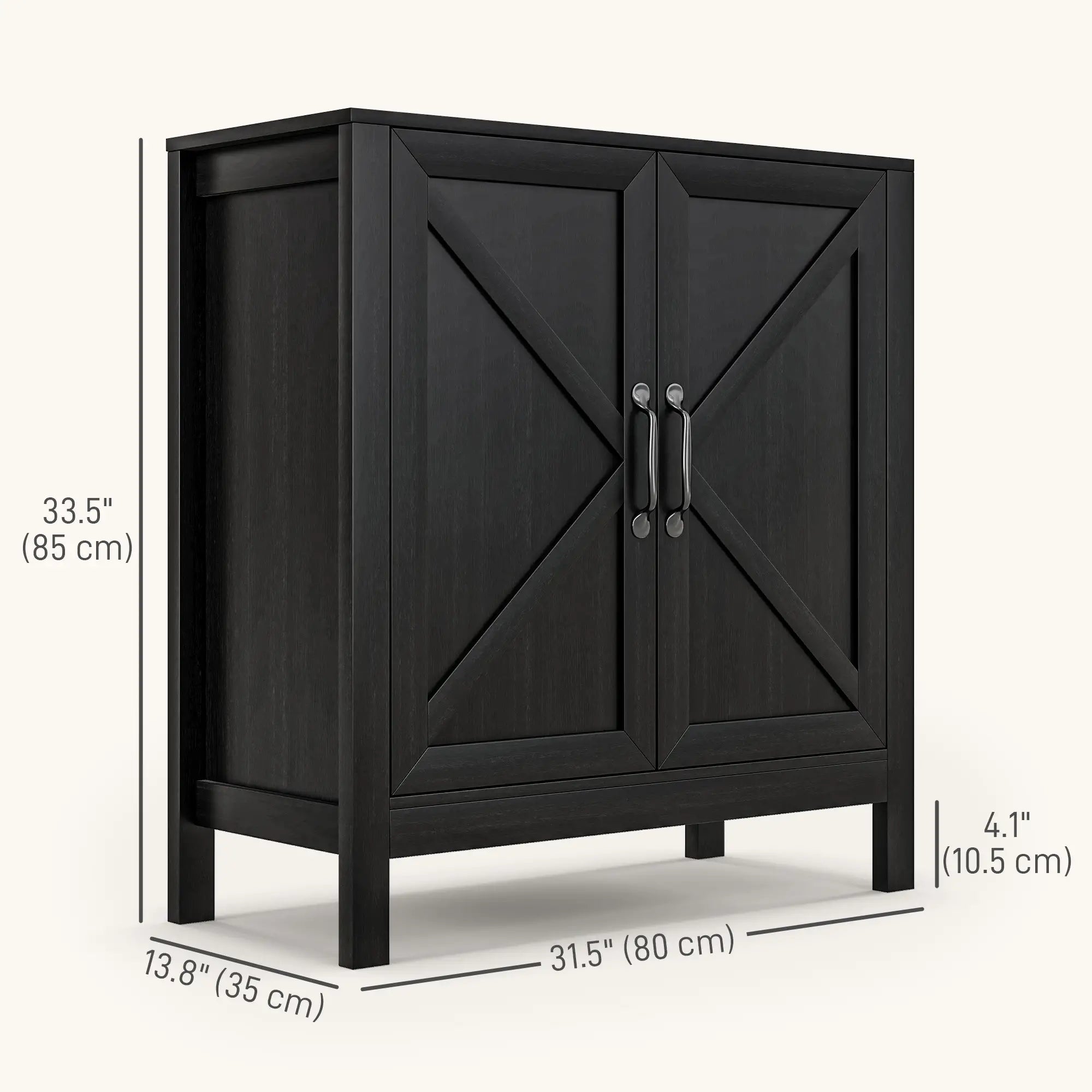 Sideboard Buffet, Kitchen Cabinet with Barn Door, Adjustable Shelves, Black Oak, Black Bar Cabinets at Gallery Canada