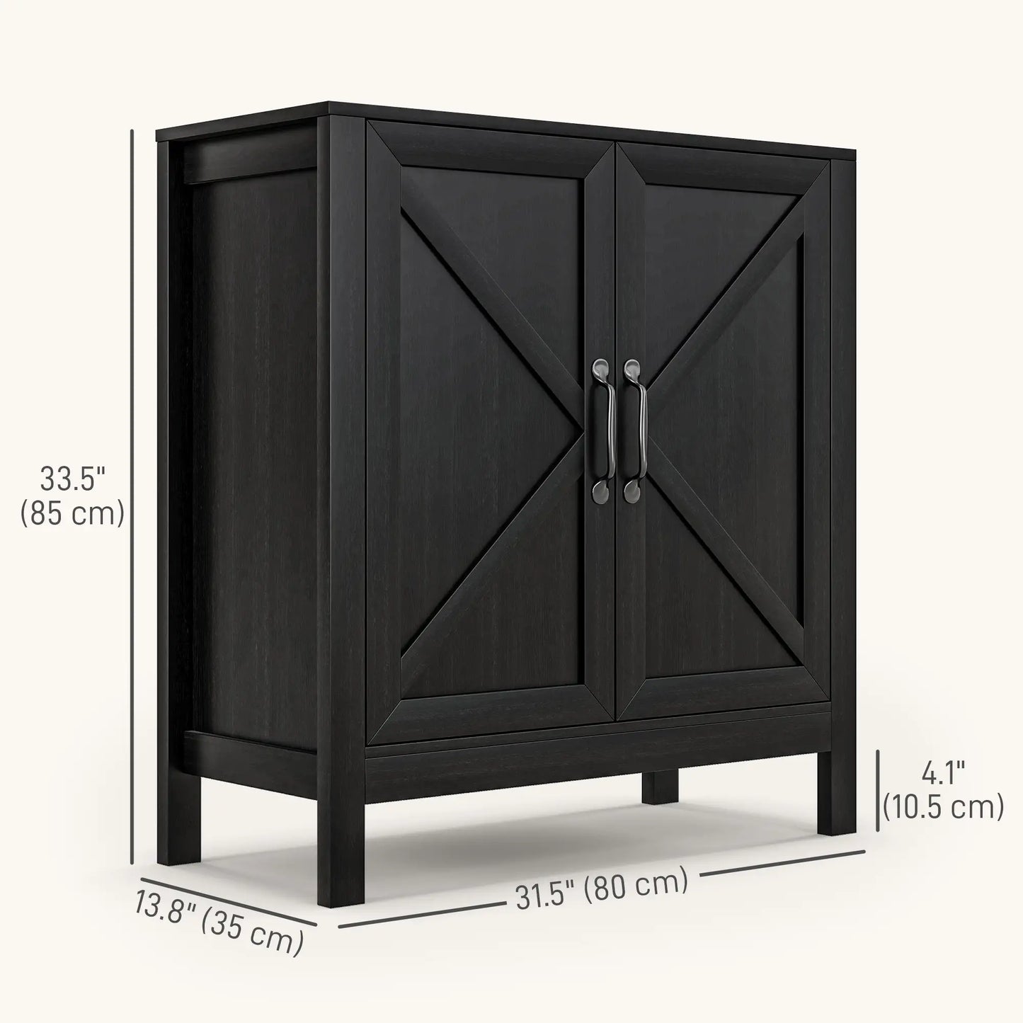 Sideboard Buffet, Kitchen Cabinet with Barn Door, Adjustable Shelves, Black Oak, Black Bar Cabinets at Gallery Canada