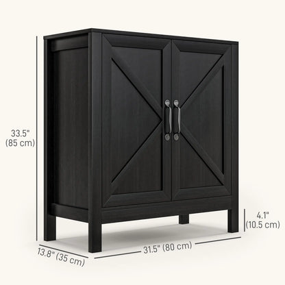 Sideboard Buffet, Kitchen Cabinet with Barn Door, Adjustable Shelves, Black Oak, Black Bar Cabinets at Gallery Canada