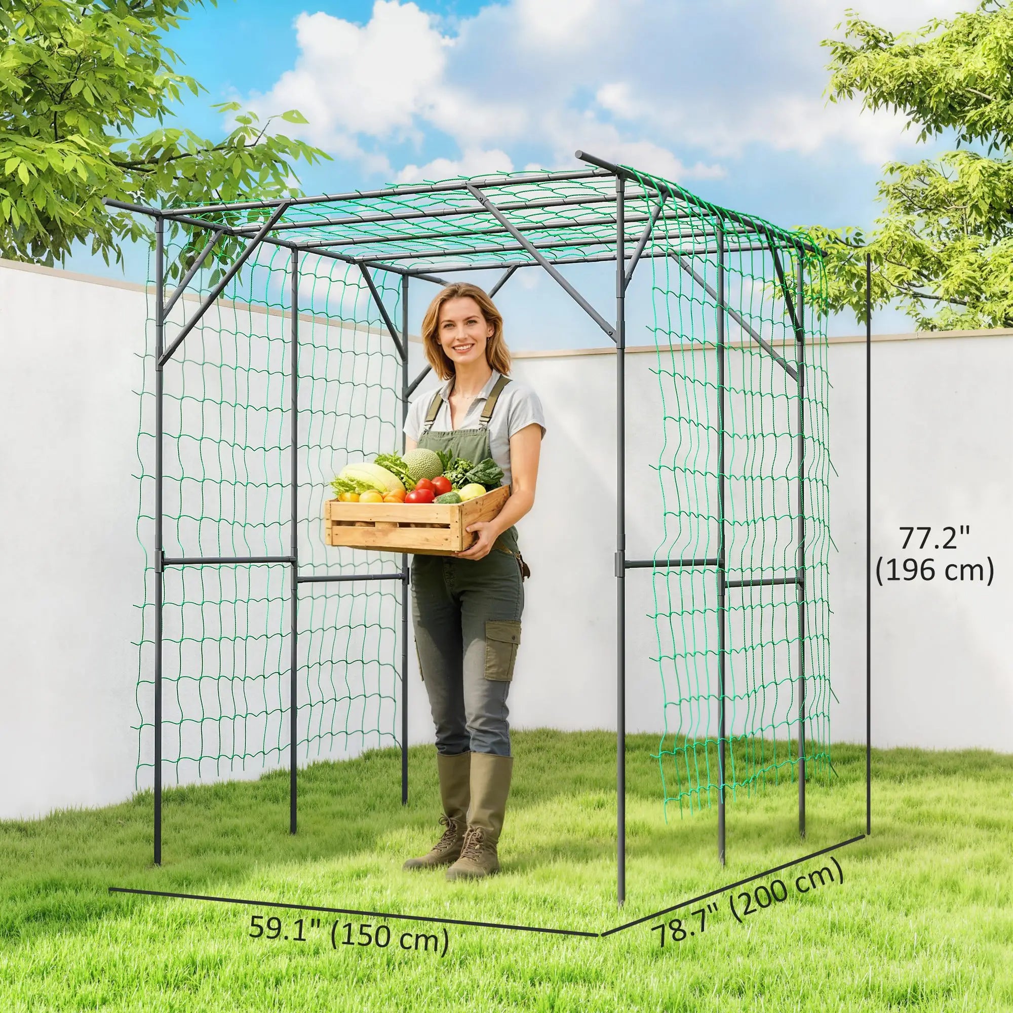 6.4FT Tall Metal Garden Arch Trellis, Plant Support With Climbing Net Plant Stands at Gallery Canada