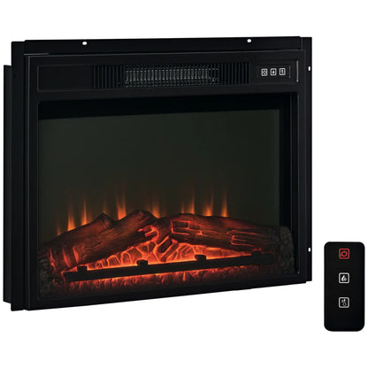 23" Electric Fireplace Insert, Realistic Log Flames, Adjustable Brightness, 1400W, Black Electric Fireplaces Black at Gallery Canada