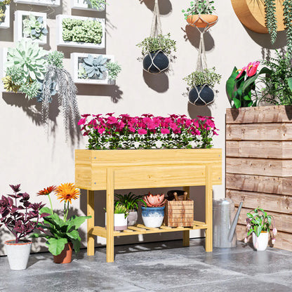 Raised Garden Bed With Legs, Elevated Planter With Storage Shelf, Natural Wood Raised Garden Beds at Gallery Canada