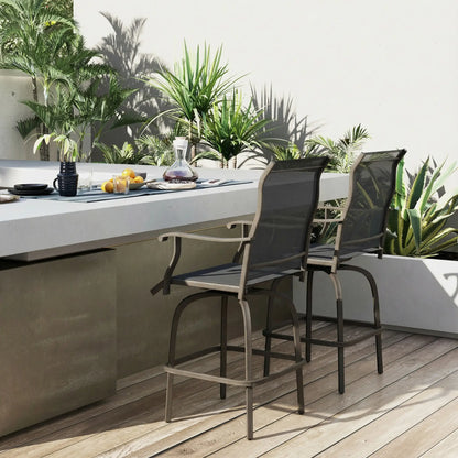 Outdoor Bar Stools Set of 2, Swivel High Back Chairs, Black Bar Stools at Gallery Canada