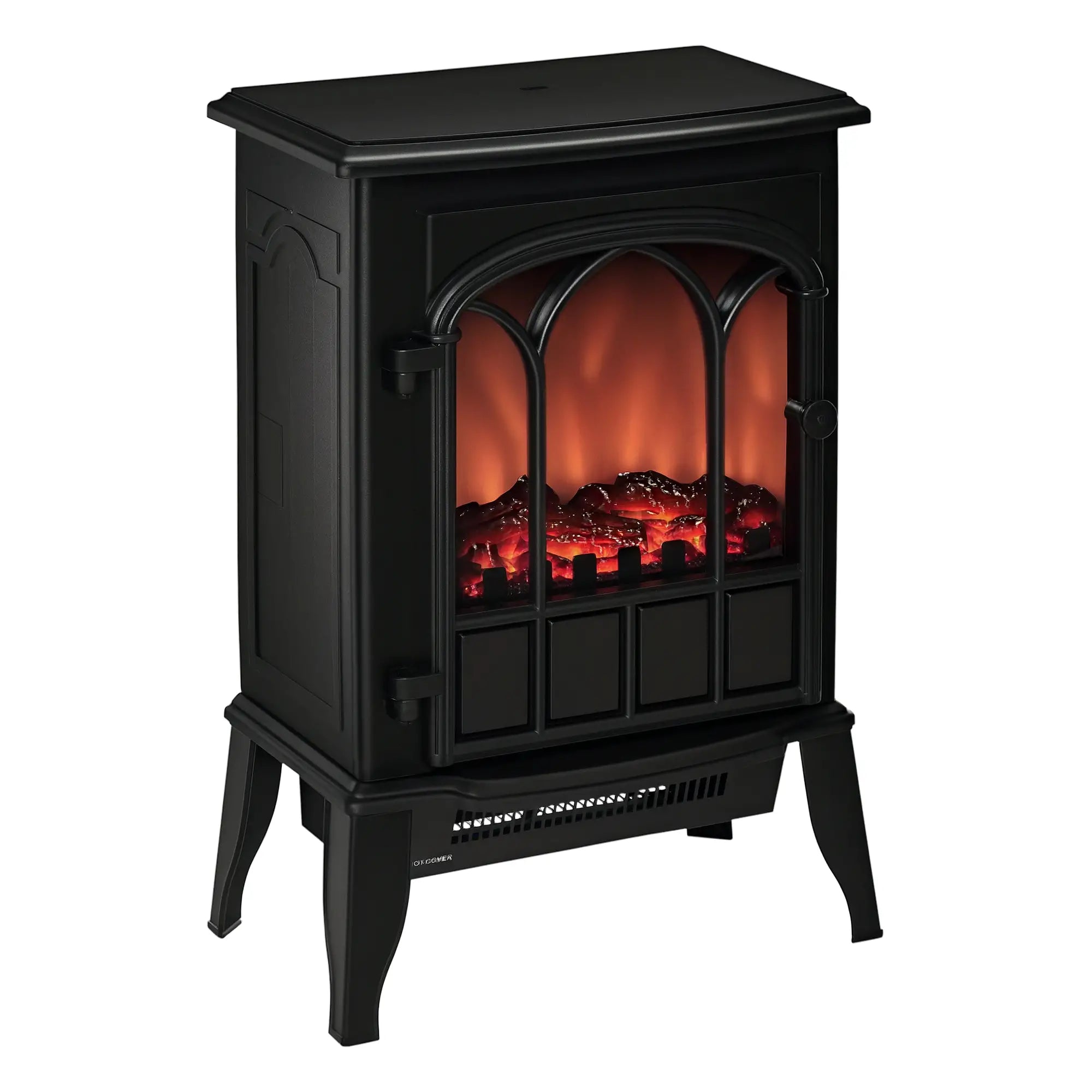Electric Fireplace Stove, Freestanding Heater, Realistic Flame, Adjustable Brightness, Black Electric Fireplaces Black at Gallery Canada