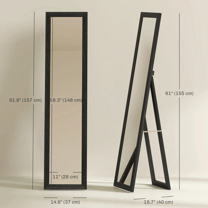 15" x 62" Full Length Mirror, Free Standing, Black Full Length Mirrors at Gallery Canada