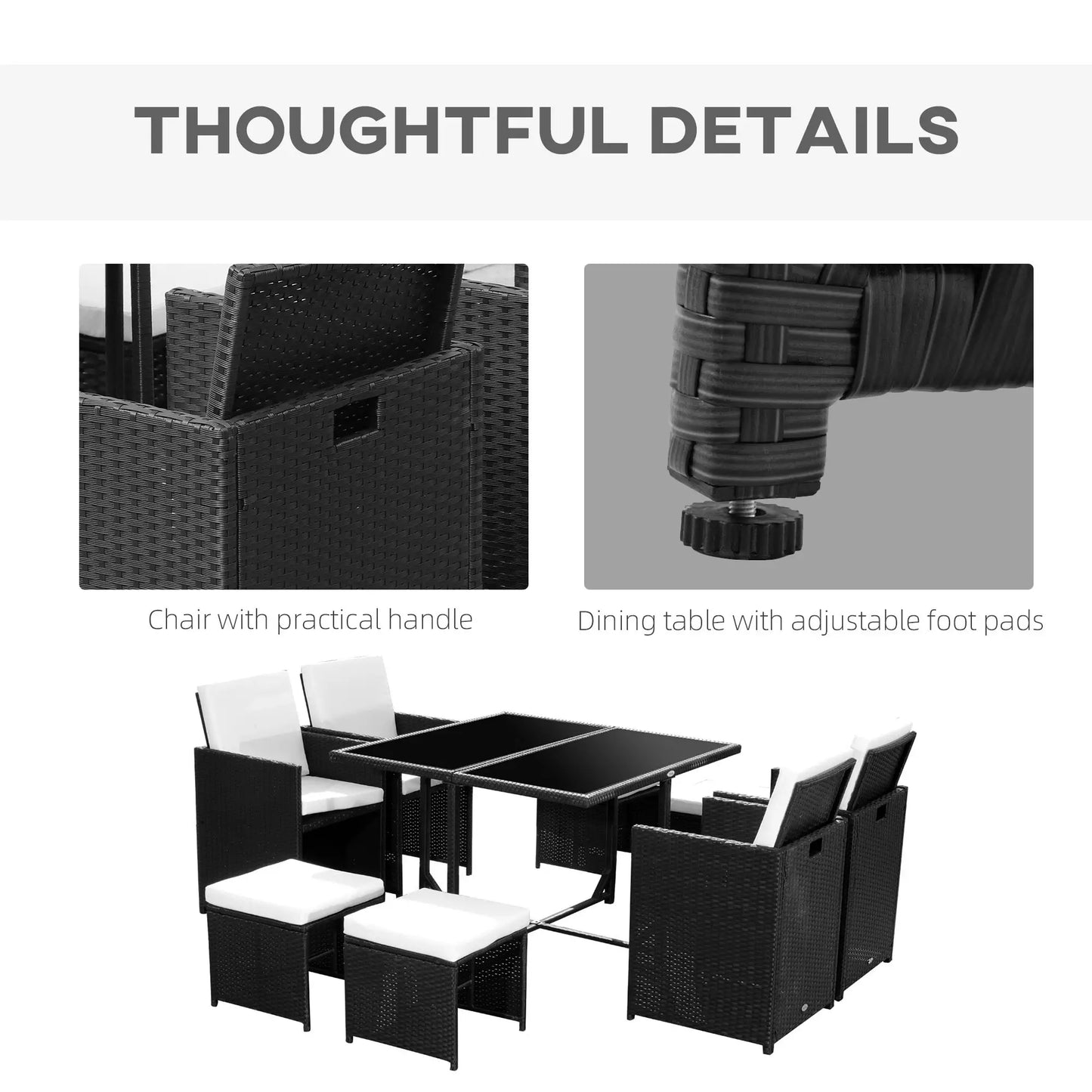 9-Piece Patio Wicker Dining Set, PE Rattan Garden Sofa, White Outdoor Dining Sets at Gallery Canada