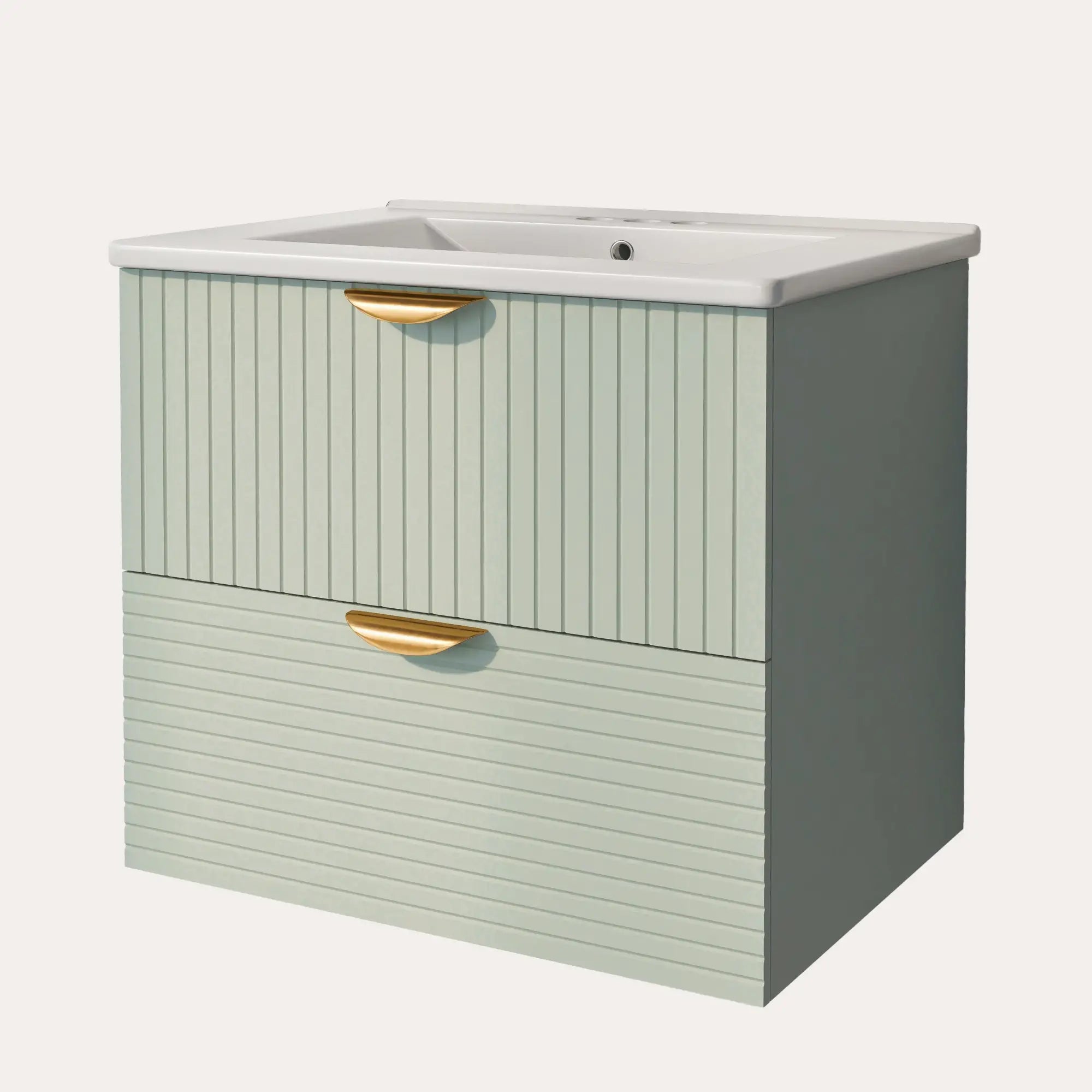Wall-Mounted Bathroom Vanity, 2 Drawers, 24