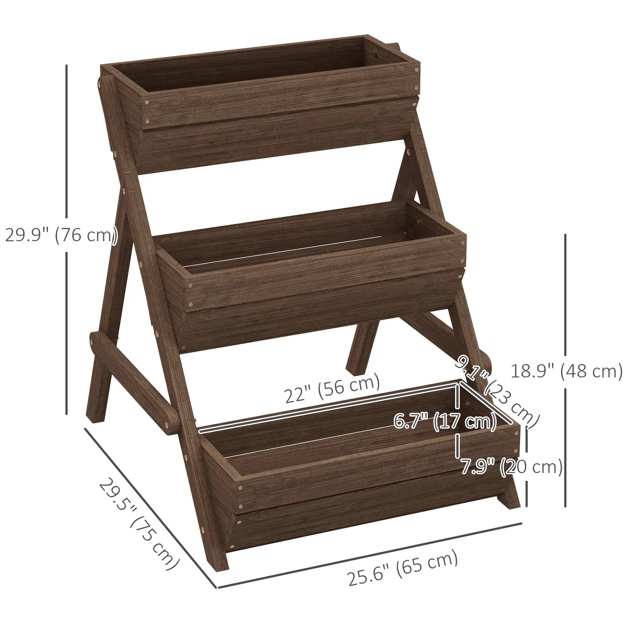3 Tier Elevated Planter Box, Wooden Raised Garden Bed, 26