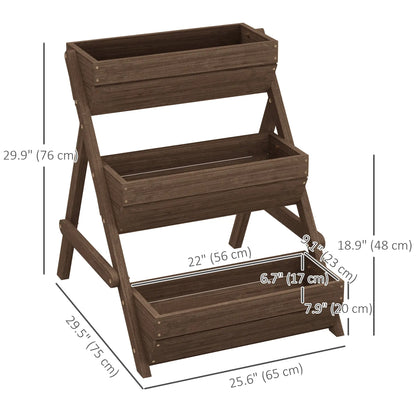 3 Tier Elevated Planter Box, Wooden Raised Garden Bed, 26" x 30" x 30", Carbonized Elevated Garden Beds at Gallery Canada