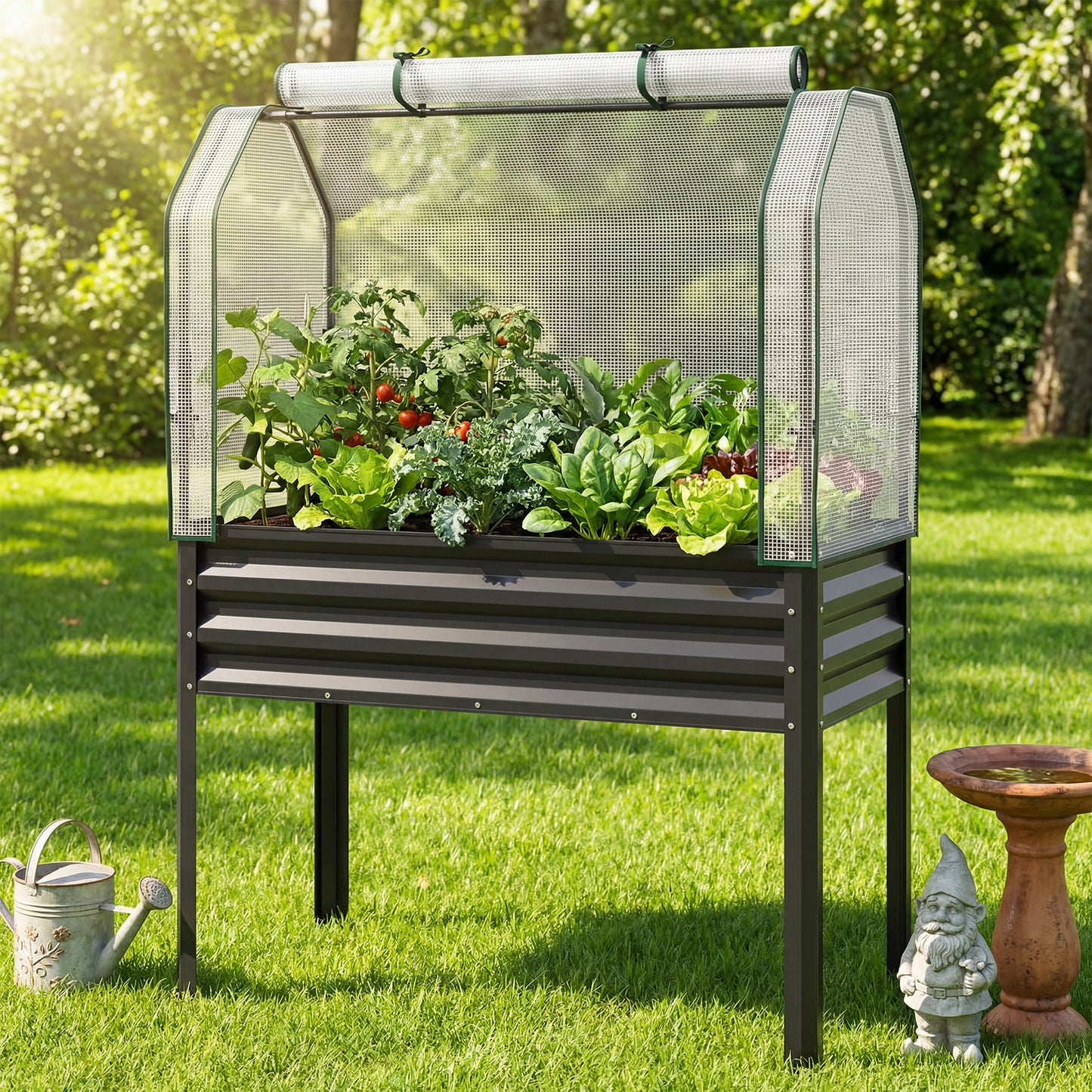 Galvanized Raised Garden Bed With Legs, Greenhouse Cover, Black Raised Garden Beds at Gallery Canada