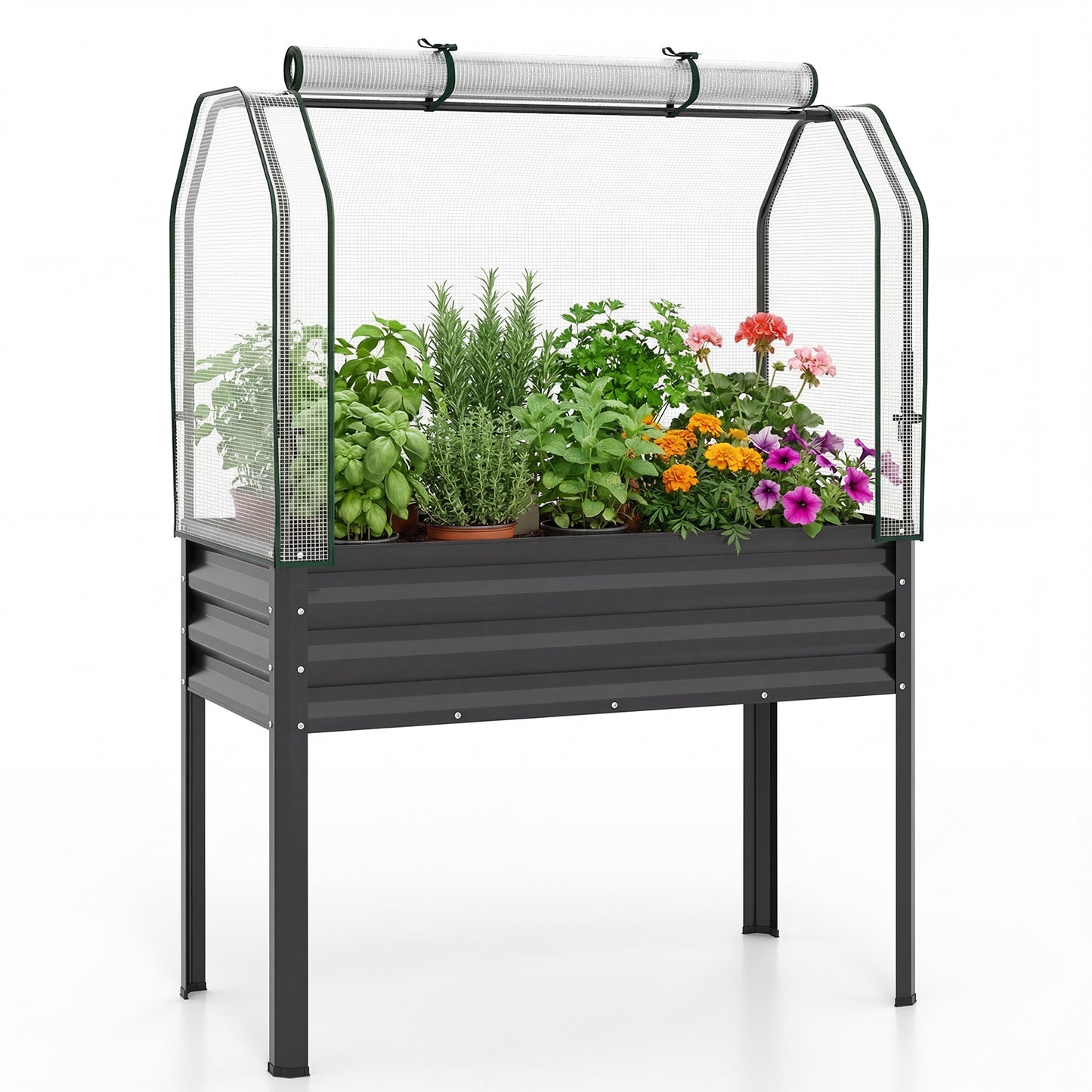 Galvanized Raised Garden Bed With Legs, Greenhouse Cover, Black Raised Garden Beds Black at Gallery Canada