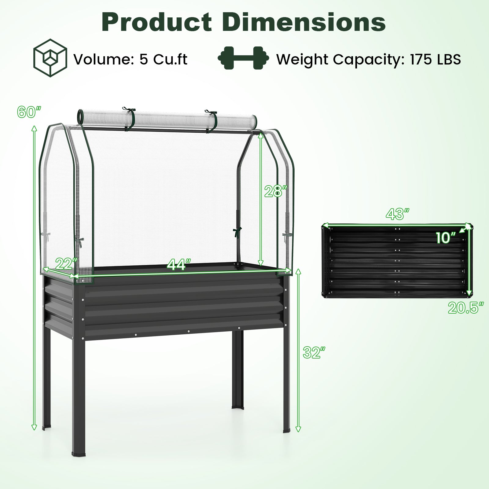 Galvanized Raised Garden Bed With Legs, Greenhouse Cover, Black Raised Garden Beds at Gallery Canada