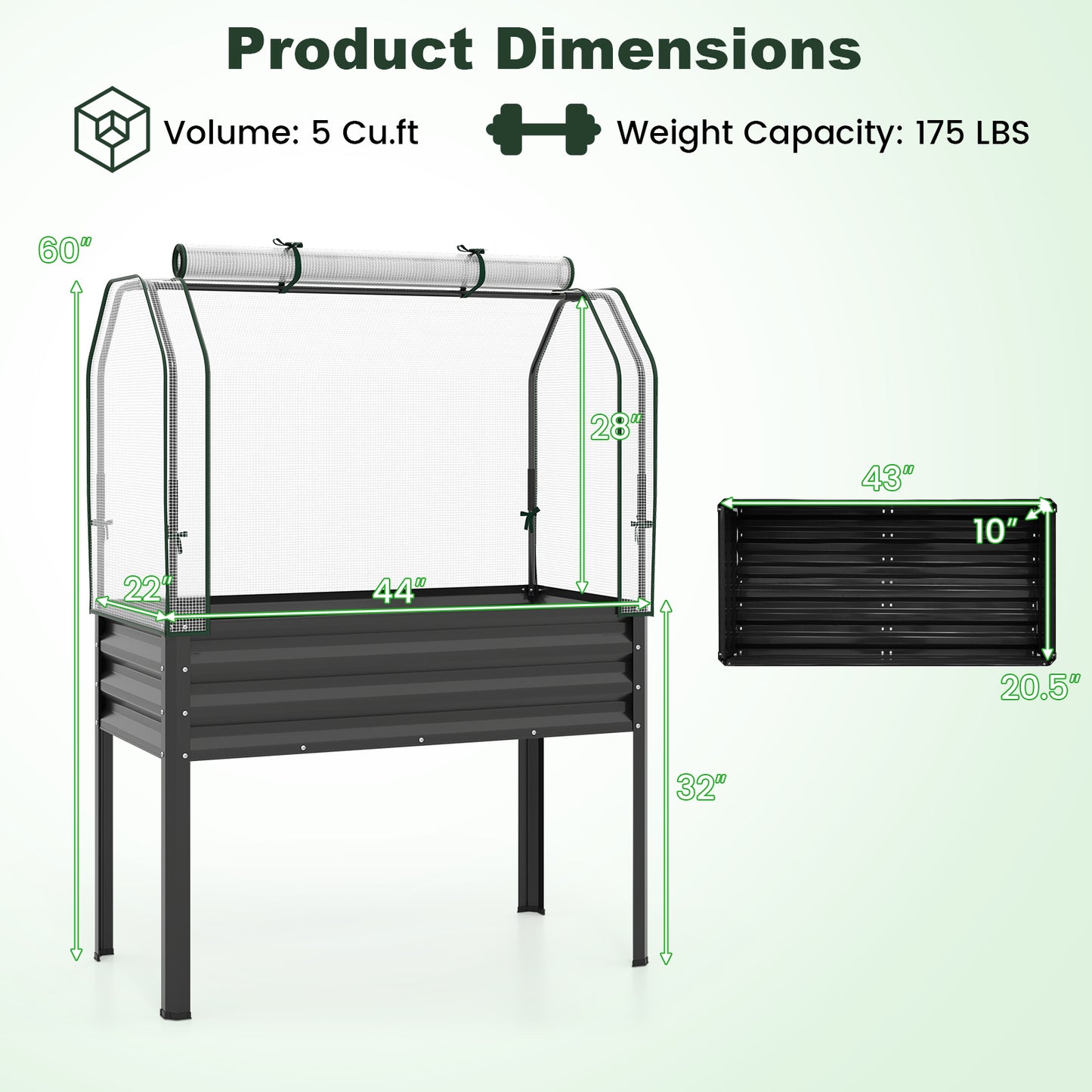 Galvanized Raised Garden Bed With Legs, Greenhouse Cover, Black Raised Garden Beds at Gallery Canada