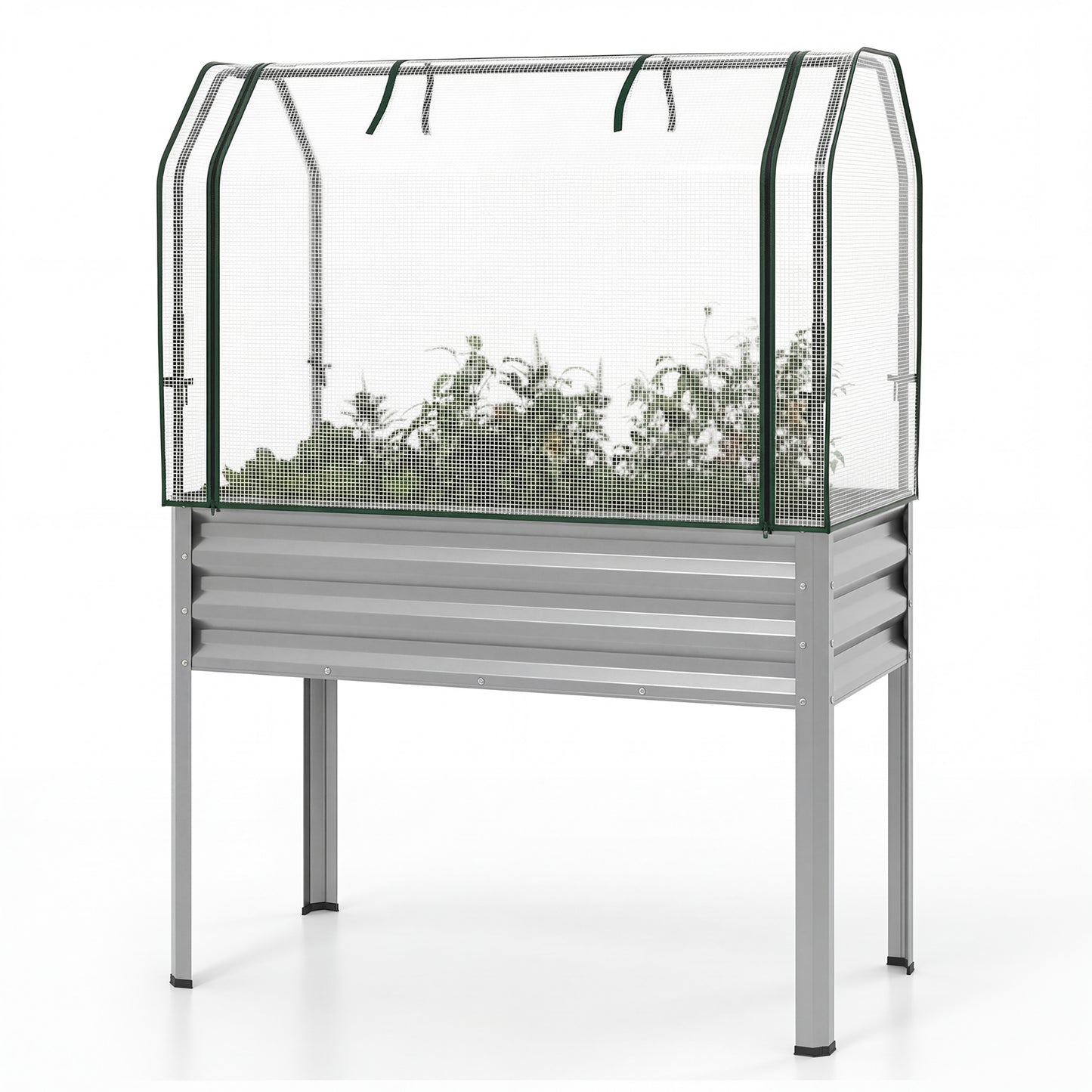 Galvanized Raised Garden Bed With Legs, Greenhouse Cover, Silver Raised Garden Beds at Gallery Canada