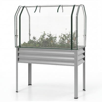Galvanized Raised Garden Bed With Legs, Greenhouse Cover, Silver Raised Garden Beds at Gallery Canada