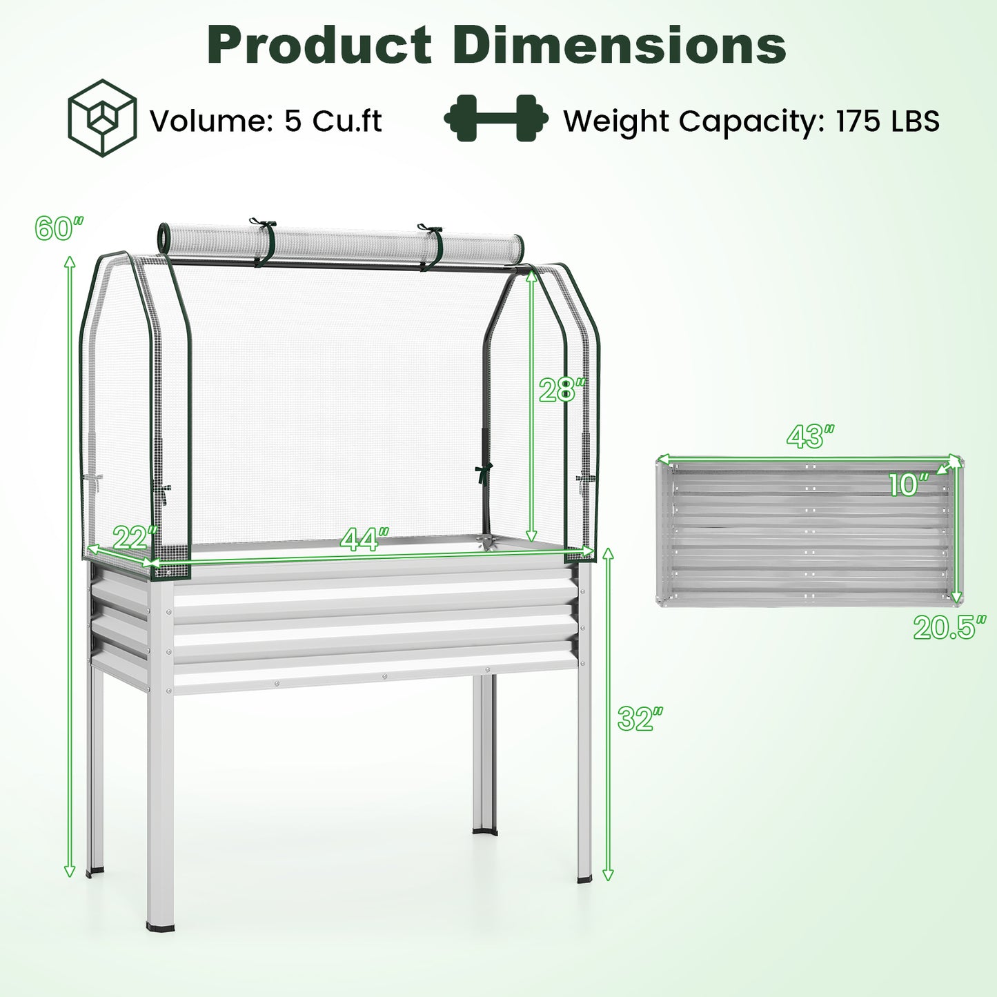 Galvanized Raised Garden Bed With Legs, Greenhouse Cover, Silver Raised Garden Beds at Gallery Canada