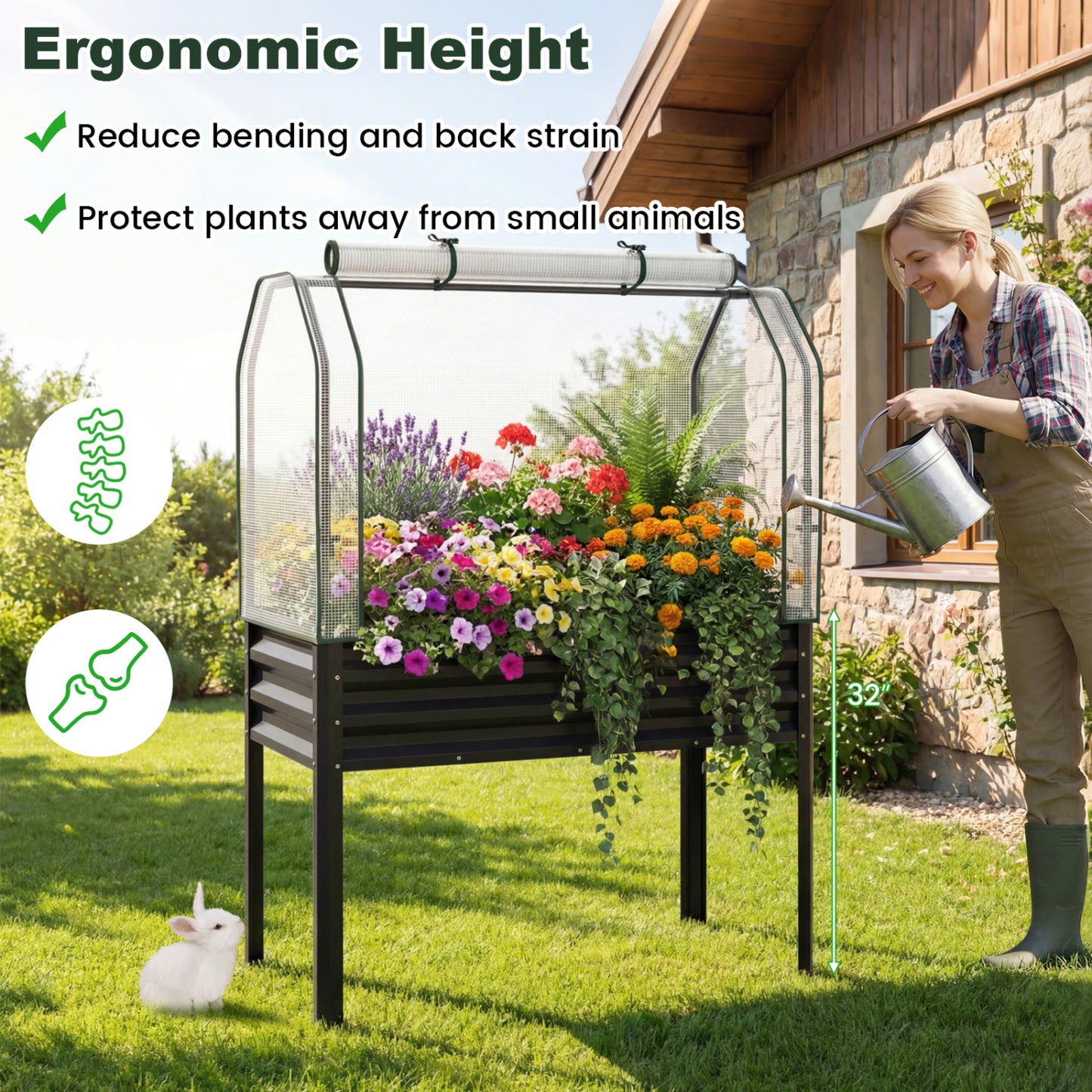 Galvanized Raised Garden Bed With Legs, Greenhouse Cover, Black Raised Garden Beds at Gallery Canada