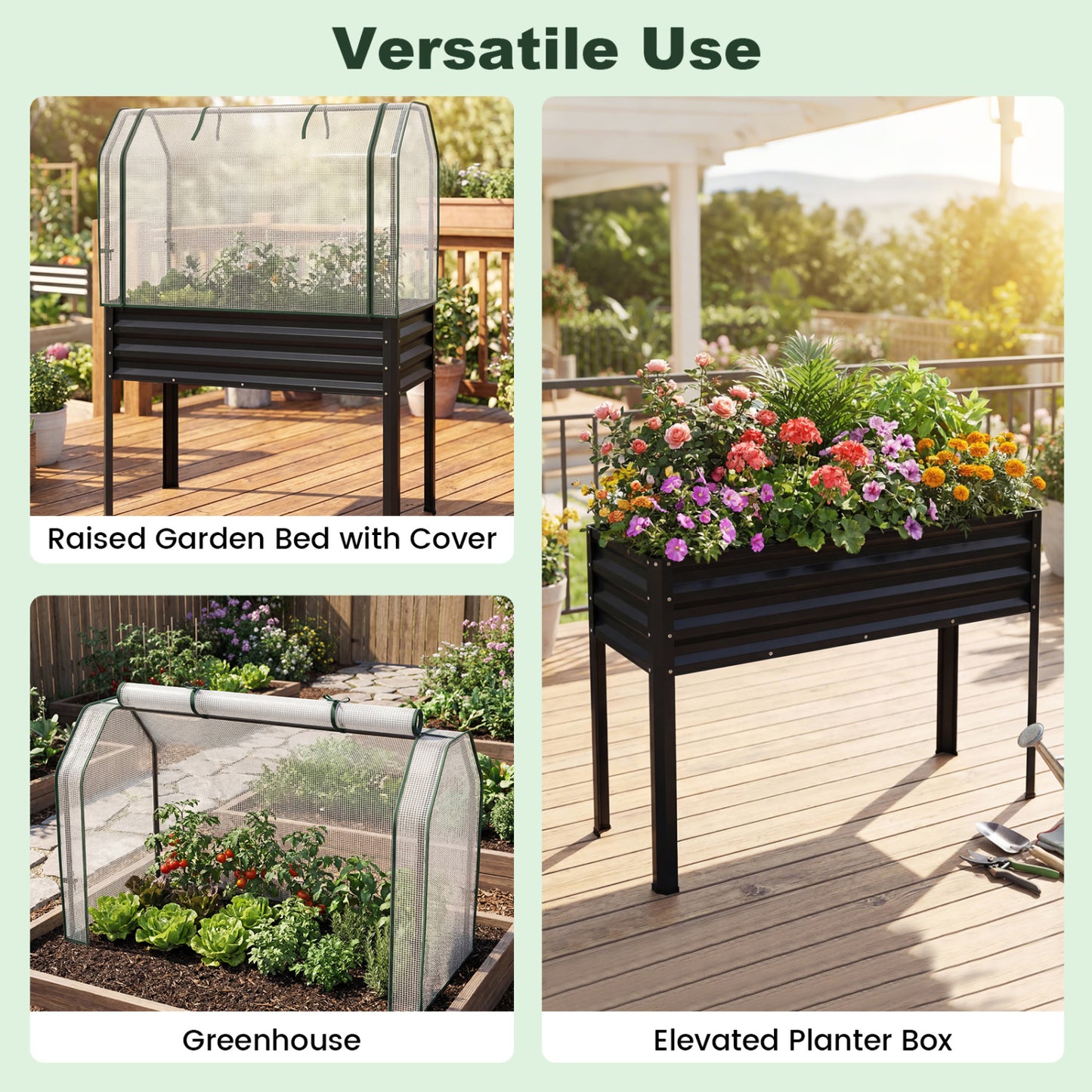 Galvanized Raised Garden Bed With Legs, Greenhouse Cover, Black Raised Garden Beds at Gallery Canada