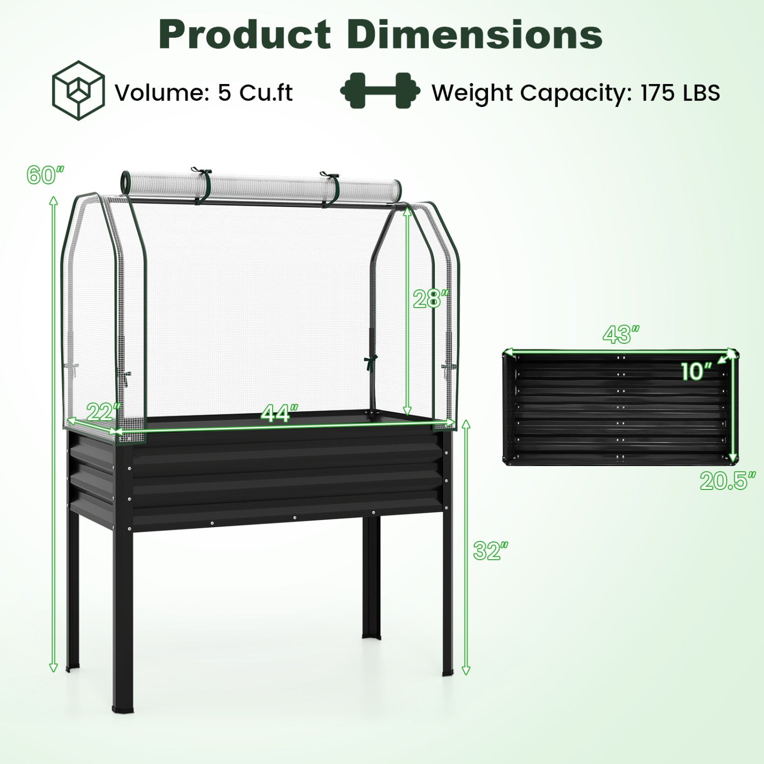 Galvanized Raised Garden Bed With Legs, Greenhouse Cover, Black Raised Garden Beds at Gallery Canada