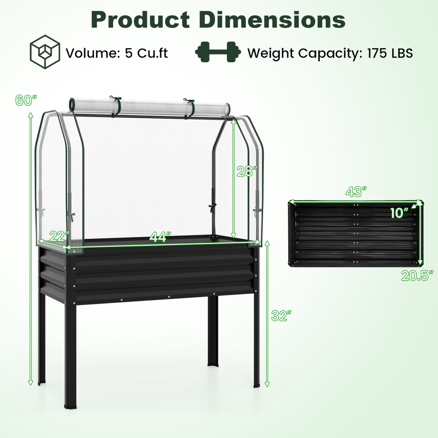 Galvanized Raised Garden Bed With Legs, Greenhouse Cover, Black Raised Garden Beds at Gallery Canada