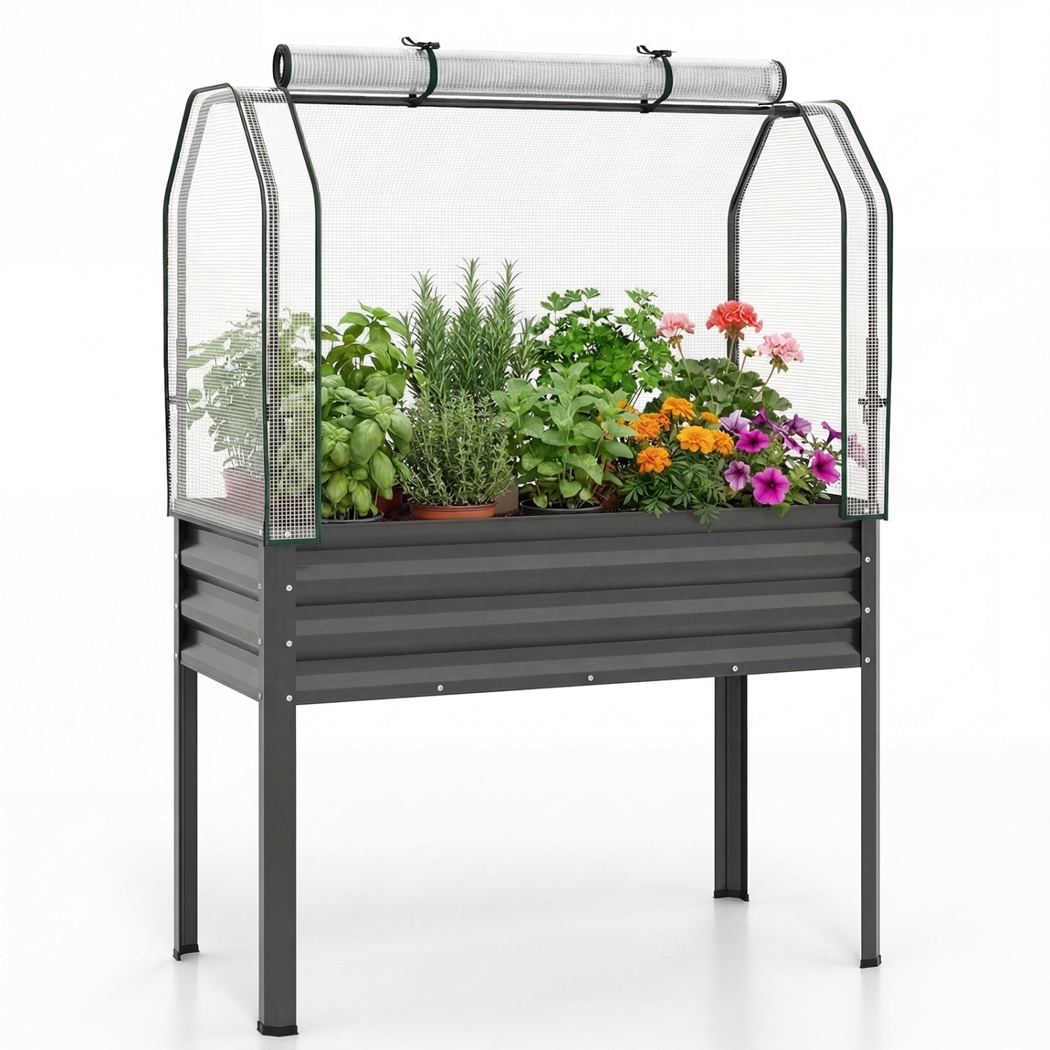 Galvanized Raised Garden Bed With Legs, Greenhouse Cover, Gray Raised Garden Beds Gray at Gallery Canada
