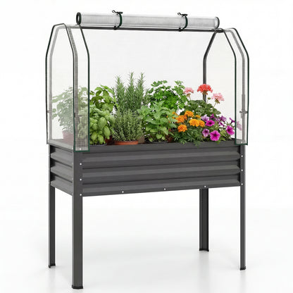 Galvanized Raised Garden Bed With Legs, Greenhouse Cover, Gray Raised Garden Beds Gray at Gallery Canada