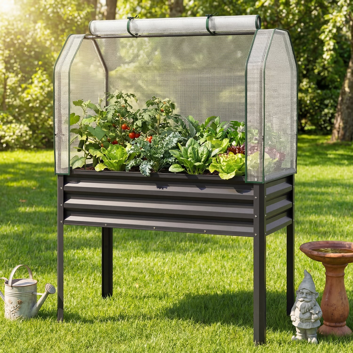 Galvanized Raised Garden Bed With Legs, Greenhouse Cover, Gray Raised Garden Beds at Gallery Canada
