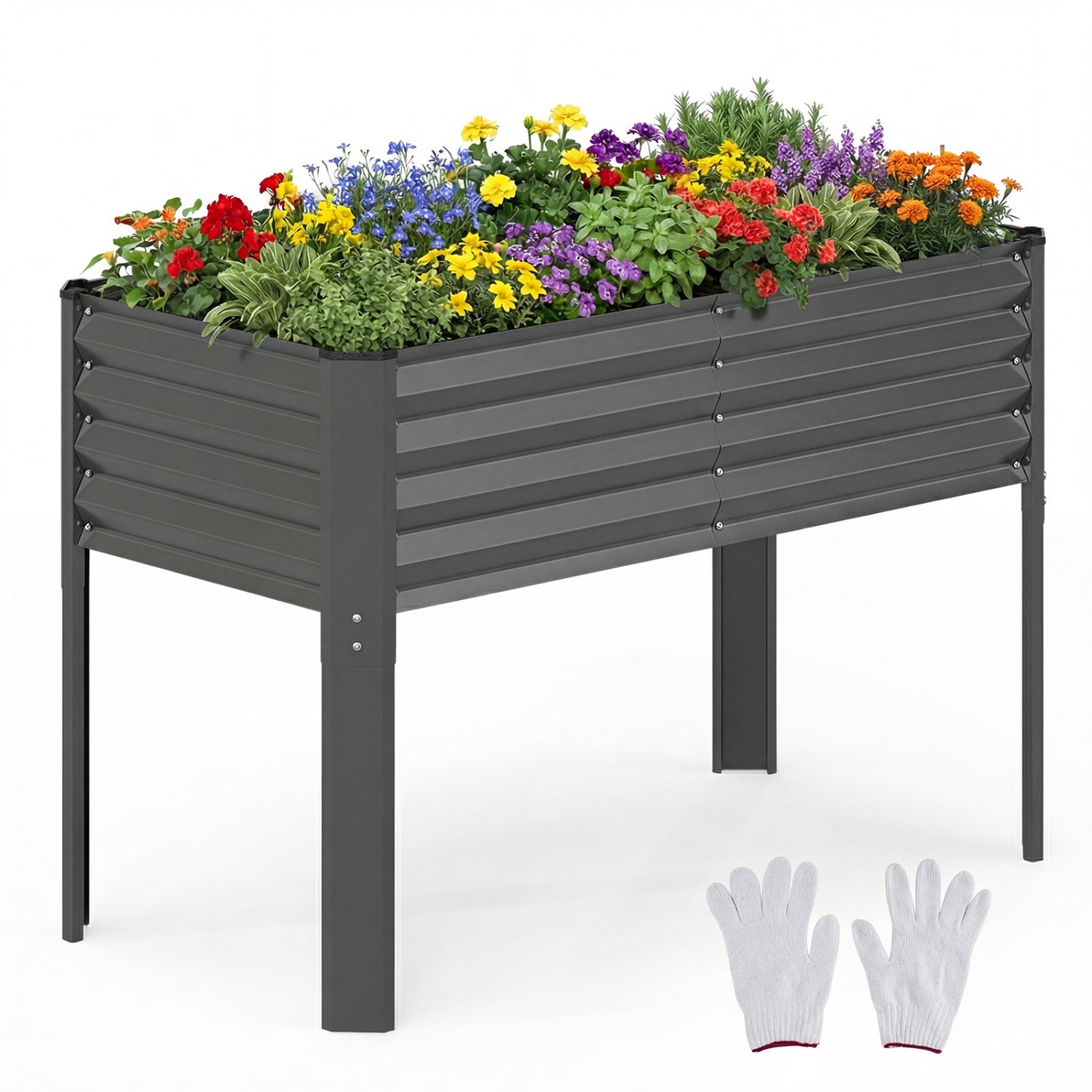 Galvanized Raised Garden Bed With Legs, 46" x 24" x 31", Gray Raised Garden Beds Gray at Gallery Canada