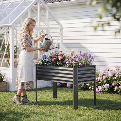 Galvanized Raised Garden Bed With Legs, 46" x 24" x 31", Gray Raised Garden Beds at Gallery Canada