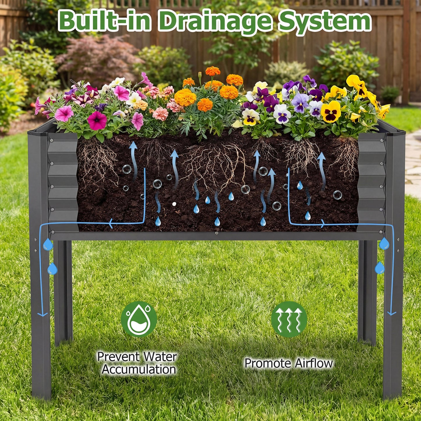 Galvanized Raised Garden Bed With Legs, 46" x 24" x 31", Gray Raised Garden Beds at Gallery Canada