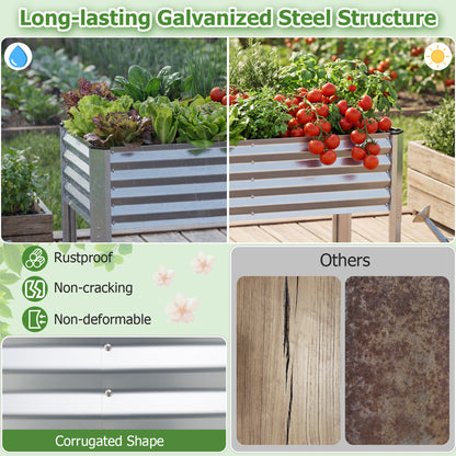 Galvanized Raised Garden Bed With Legs, 46" x 24" x 31", Silver Raised Garden Beds at Gallery Canada