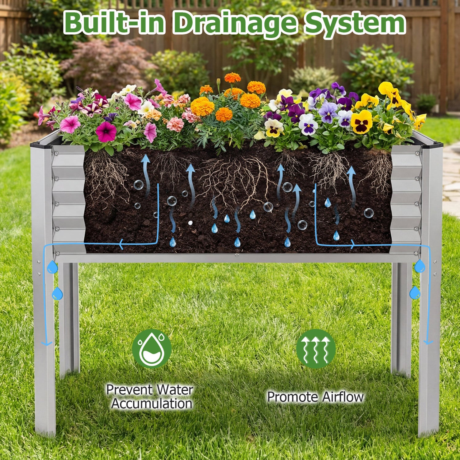 Galvanized Raised Garden Bed With Legs, 46