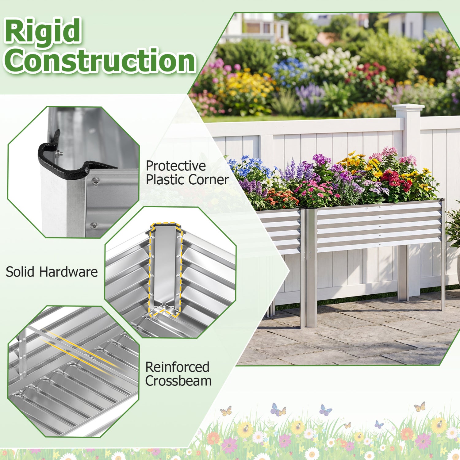 Galvanized Raised Garden Bed With Legs, 46